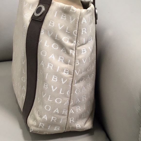 EUC.  BVLGARI Medium Tote Bag in Cream - Picture 7 of 14